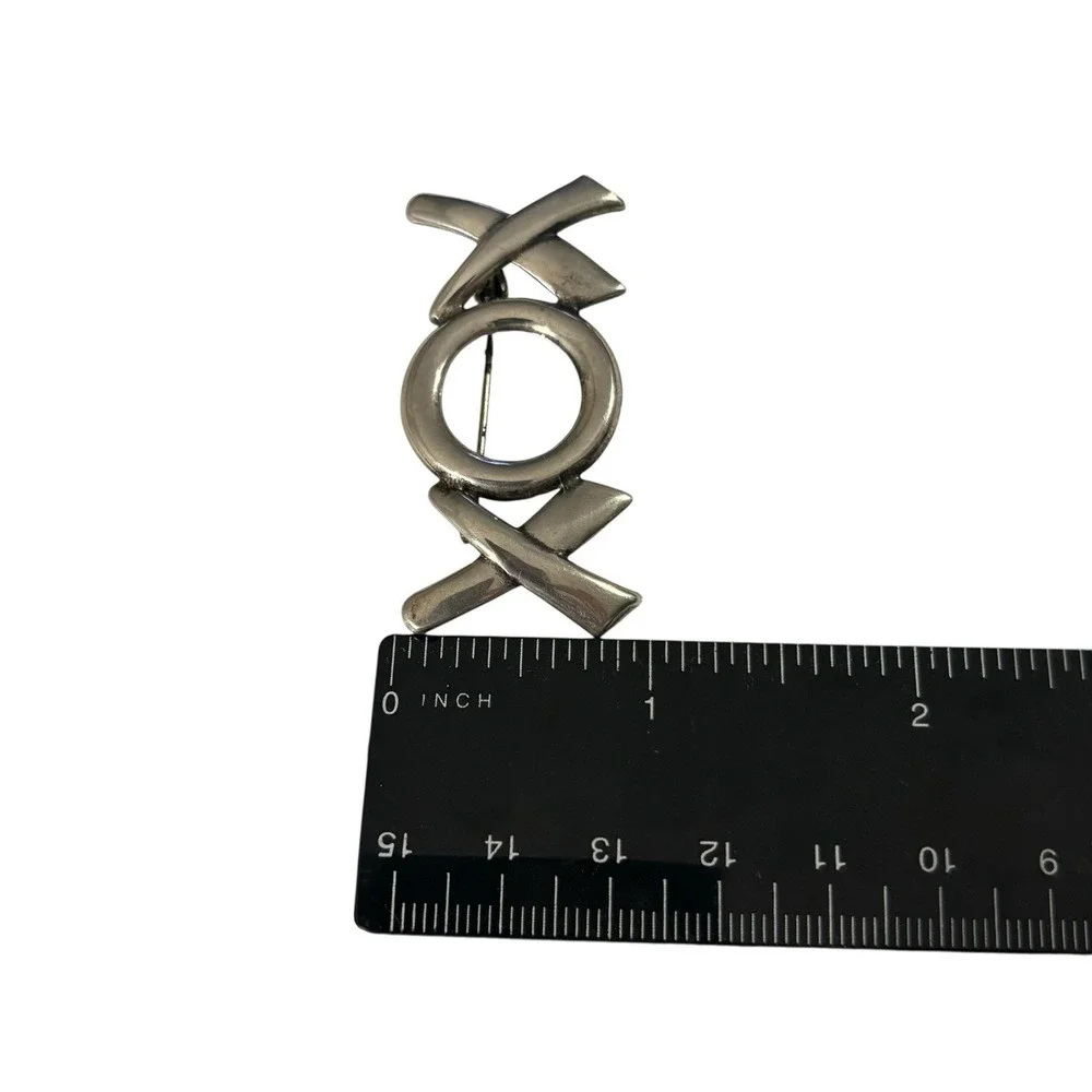 XOX Brooch Pin Sterling Silver 925 Hugs Kisses Vintage Love Gift Anniversary 2